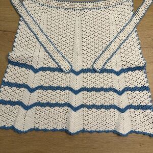 Crochet White and Blue Apron